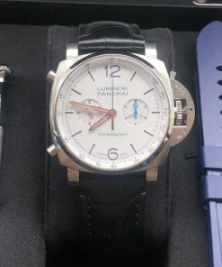Alternative view of Panerai Luminor Chrono PAM01218 Automatic 44mm Unisex Replica Watch - White Dial, Steel Case