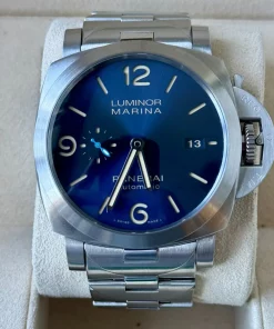 Alternative view of Panerai Luminor Marina Automatic PAM01058 Automatic 44mm Unisex Replica Watch - Blue Dial, Steel Case