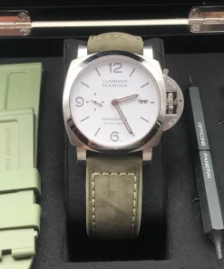 Alternative view of Panerai Luminor Marina PAM01314 Automatic 44mm Unisex Replica Watch - White Dial, Steel Case