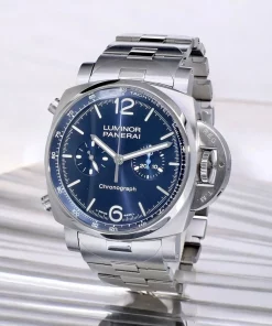 Alternative view of Panerai Luminor PAM01110 Automatic 44mm Male Replica Watch - Blue Dial, Steel Case