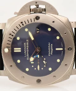 Alternative view of Panerai Luminor Submersible PAM00371 Automatic 47mm Unisex Replica Watch - Blue Dial, Titanium Case