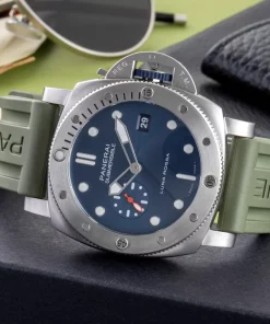 Alternative view of Panerai Luminor Submersible PAM01391 Automatic 44mm Unisex Replica Watch - Blue Dial, Steel Case