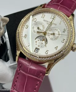 Patek Philippe Annual Calendar 4947R-001 Automatic 38mm Female Replica Watch - Silver Dial, Rose Gold Case