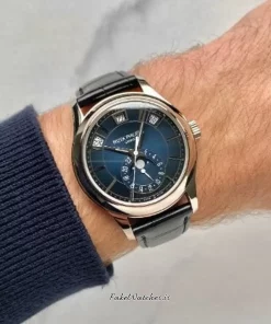 Patek Philippe Annual Calendar 5205G-013 Automatic 40mm Unisex Replica Watch - Blue Dial, White Gold Case