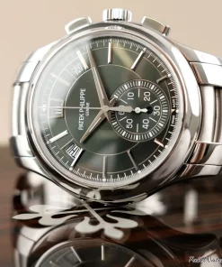 Alternative view of Patek Philippe Annual Calendar Chronograph 5905/1A-001 Automatic 42mm Unisex Replica Watch - Green Dial, Steel Case