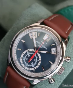 Patek Philippe Annual Calendar Chronograph 5960G Automatic 41mm Unisex Replica Watch - Blue Dial, White Gold Case
