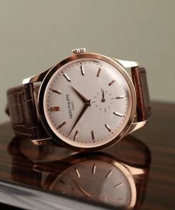 Alternative view of Patek Philippe Calatrava 5196R-001 Manual winding 37mm Unisex Replica Watch - Silver Dial, Rose Gold Case