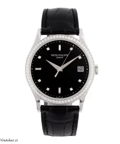 Patek Philippe Calatrava 5297G-001 Automatic 38mm Unisex Replica Watch - Black Dial, White Gold Case