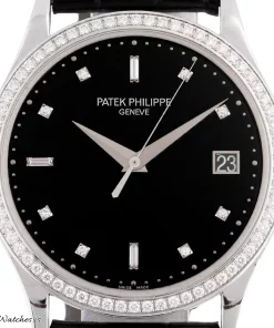 Alternative view of Patek Philippe Calatrava 5297G-001 Automatic 38mm Unisex Replica Watch - Black Dial, White Gold Case