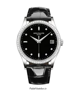 Patek Philippe Calatrava 5297G-001 Automatic 38mm Unisex Replica Watch - Black Dial, White Gold Case