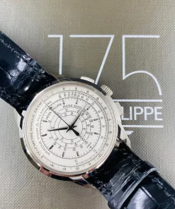 Alternative view of Patek Philippe Complications 5975G-001 Automatic 40mm Unisex Replica Watch - Silver Dial, White Gold Case