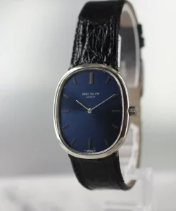Alternative view of Patek Philippe Ellipse 3748 Manual winding Unisex Replica Watch - Blue Dial, White Gold Case