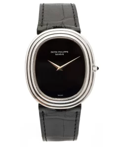 Patek Philippe Golden Ellipse 3634 with Onyx Dial Automatic 33mm Unisex Replica Watch - Black Dial, White Gold Case