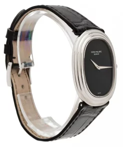 Alternative view of Patek Philippe Golden Ellipse 3634 with Onyx Dial Automatic 33mm Unisex Replica Watch - Black Dial, White Gold Case