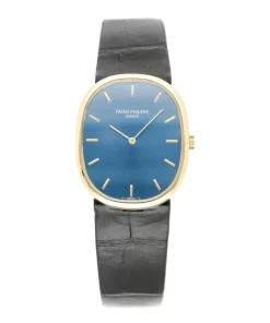 Patek Philippe Golden Ellipse 3848 Manual winding 32mm Unisex Replica Watch - Blue Dial, Yellow Gold Case
