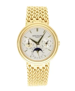 Patek Philippe Perpetual Calendar 3945 Automatic 37mm Unisex Replica Watch - Silver Dial, Yellow Gold Case