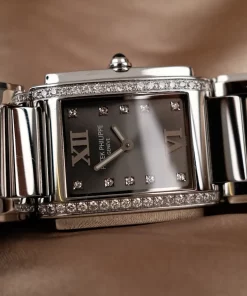 Alternative view of Patek Philippe Twenty~4 4910/10A-010 Quartz 25mm Female Replica Watch - Grey Dial, Steel Case