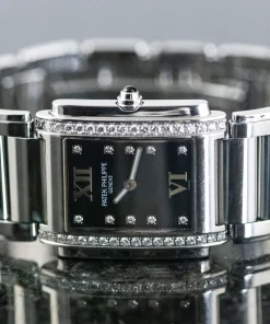 Alternative view of Patek Philippe Twenty~4 4910/10A-011 Quartz 25mm Female Replica Watch - Black Dial, Steel Case