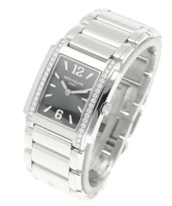Alternative view of Patek Philippe Twenty~4 4910/1200A-011 Quartz 25mm Female Replica Watch - Green Dial, Steel Case