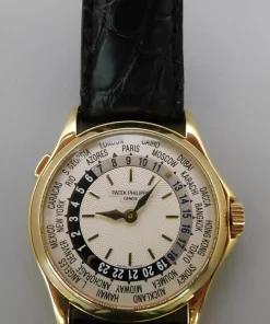 Alternative view of Patek Philippe World Time 5110 Manual winding 37mm Unisex Replica Watch - Silver Dial, Yellow Gold CaseMM