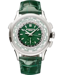 Patek Philippe World Time Chronograph 5930P-001 Automatic 39mm Unisex Replica Watch - Green Dial, Platinum Case