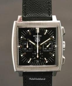 TAG Heuer Monaco CW2111 Automatic 45mm Unisex Replica Watch - Black Dial, Steel CaseMM