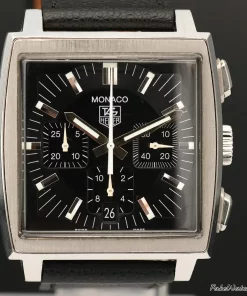 Alternative view of TAG Heuer Monaco CW2111 Automatic 45mm Unisex Replica Watch - Black Dial, Steel CaseMM