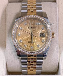 Rolex Datejust 36mm 116243 Two-Tone Champagne Dial Diamond Bezel Automatic Watch