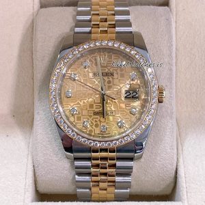 Rolex Datejust 36mm 116243 Two-Tone Champagne Dial Diamond Bezel Automatic Watch