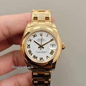Rolex Datejust 81208 Yellow Gold 36mm White Roman Dial Replica Watch