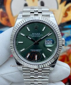 Rolex Datejust 41 Green Dial 126334 Replica Watch with Fluted Bezel and Jubilee Bracelet