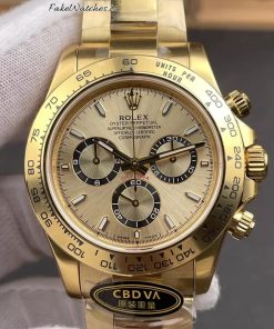 Rolex Daytona 126508 Replica Watch 40mm Yellow Gold Golden Dial Black Counters 4131 Weighted