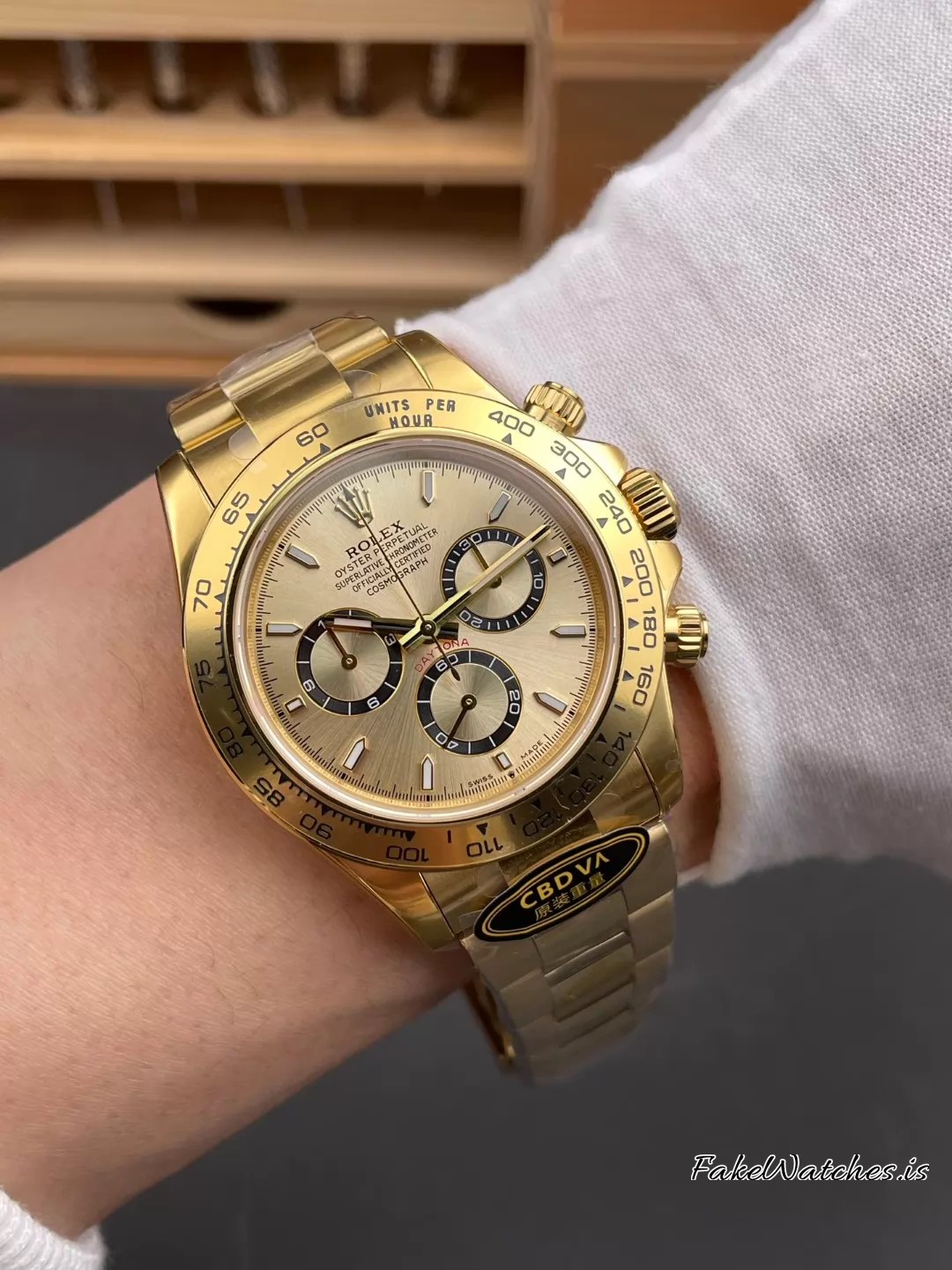 Rolex Daytona 126508 Replica Watch 40mm Yellow Gold Golden Dial Black Counters 4131 Weighted - Image 3