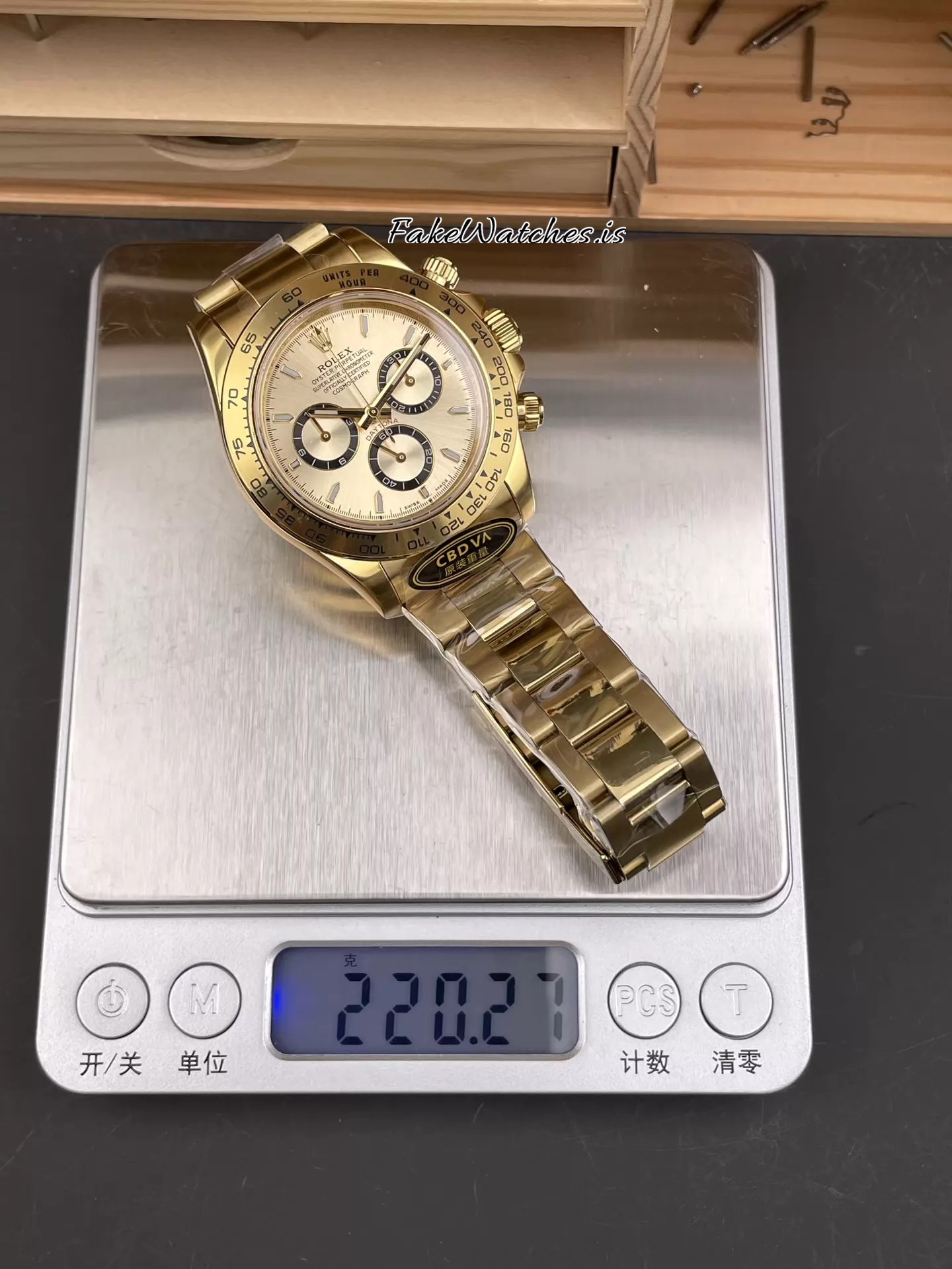 Rolex Daytona 126508 Replica Watch 40mm Yellow Gold Golden Dial Black Counters 4131 Weighted - Image 4