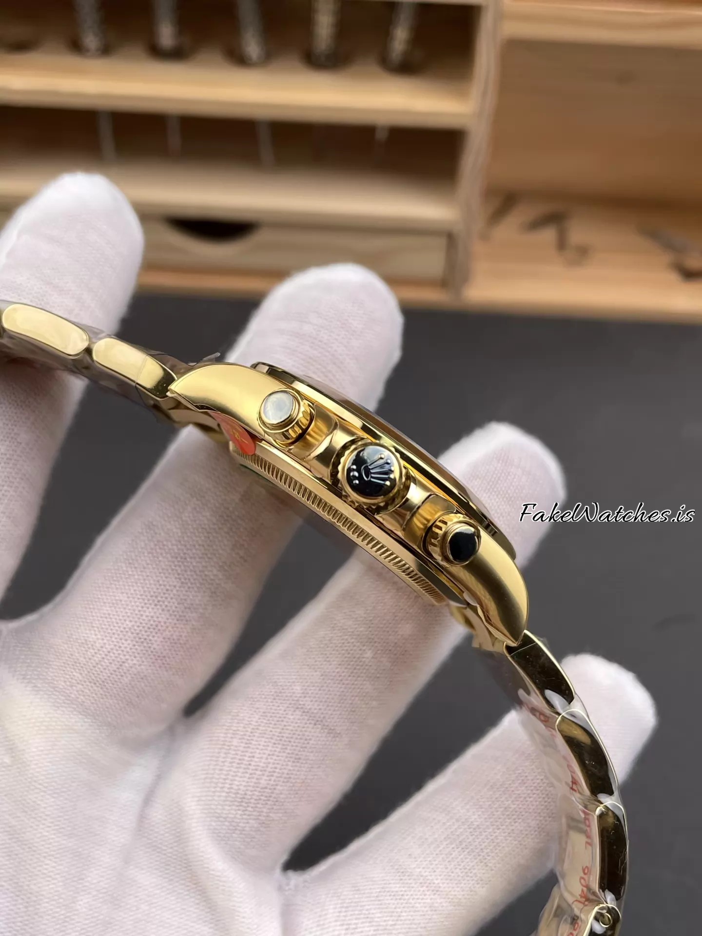 Rolex Daytona 126508 Replica Watch 40mm Yellow Gold Golden Dial Black Counters 4131 Weighted - Image 9