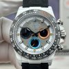 Rolex Daytona DiW Carbon Fiber Custom Watch 40mm White Dial Blue Orange Chronograph Nylon Strap