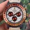 DIW Carbon Fiber Rolex Daytona Rainbow Super Clone Watch 40mm Panda Dial 4131 Movement Canvas Strap
