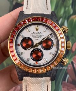 DIW Carbon Fiber Rolex Daytona Rainbow Super Clone Watch 40mm Panda Dial 4131 Movement Canvas Strap