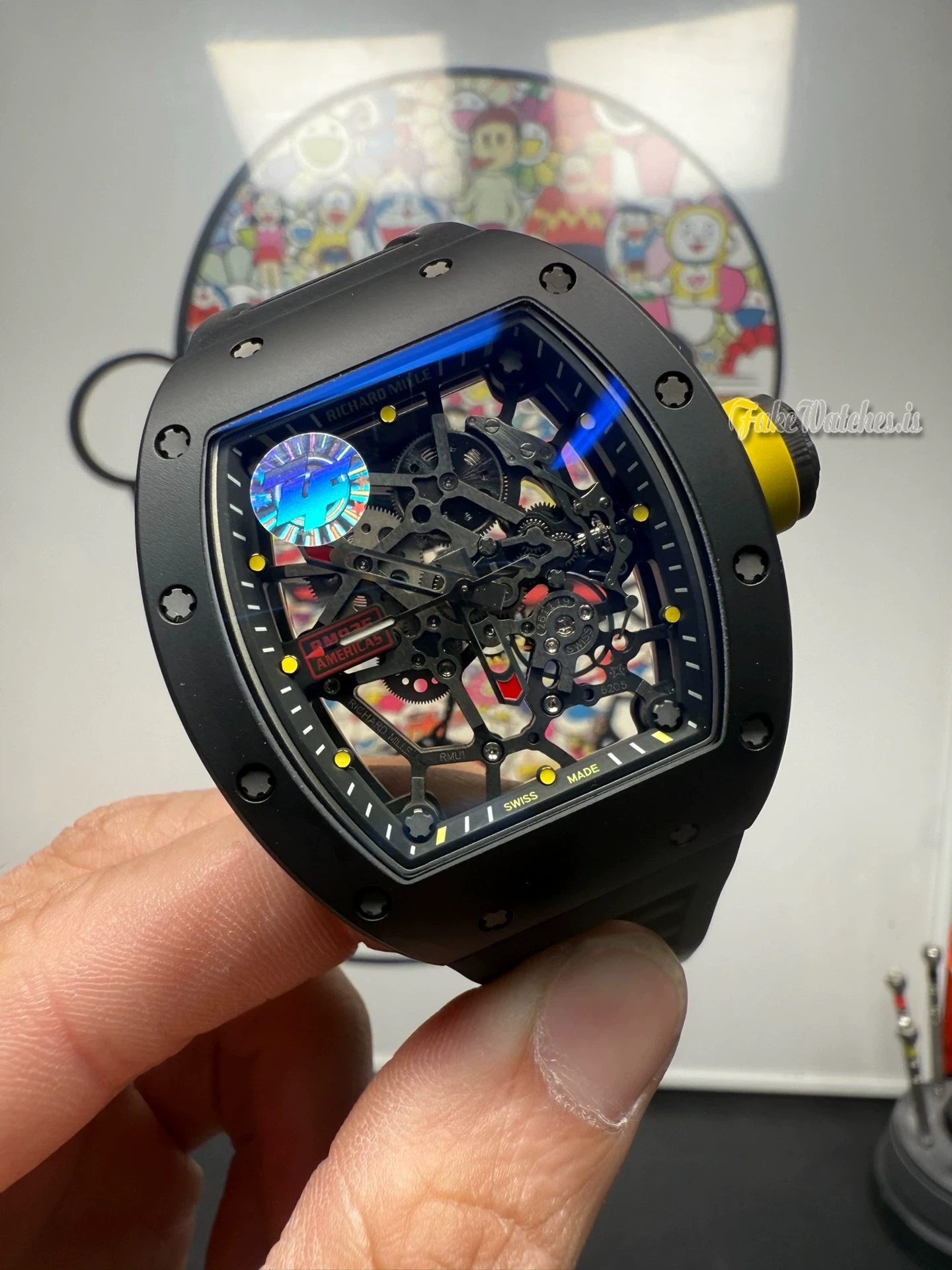 Richard Mille RM035 Americas Swiss Replica Watch Black TZP-N Ceramic Skeleton Dial with RMUL1 Manual Movement - Image 3