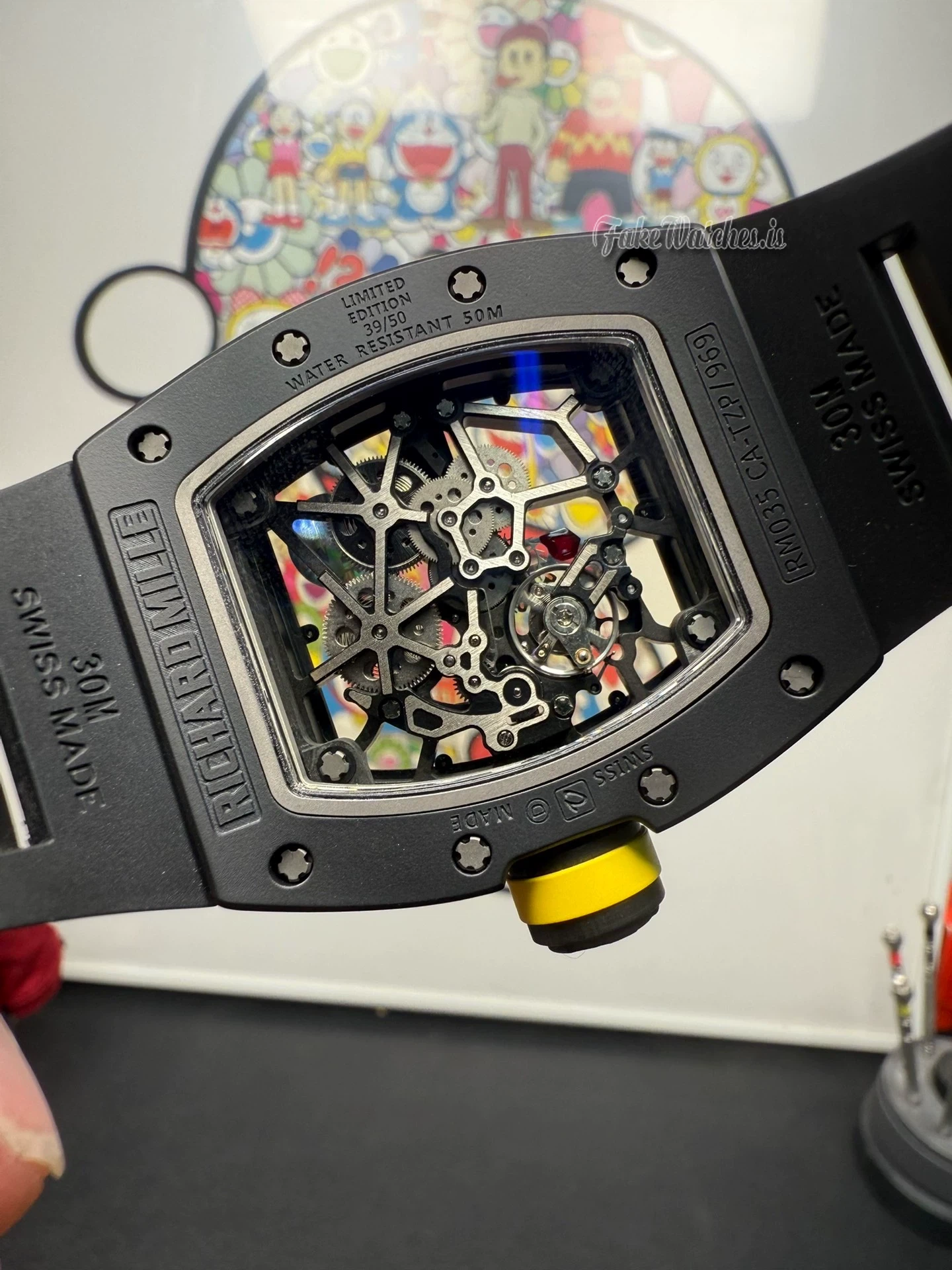 Richard Mille RM035 Americas Swiss Replica Watch Black TZP-N Ceramic Skeleton Dial with RMUL1 Manual Movement - Image 5