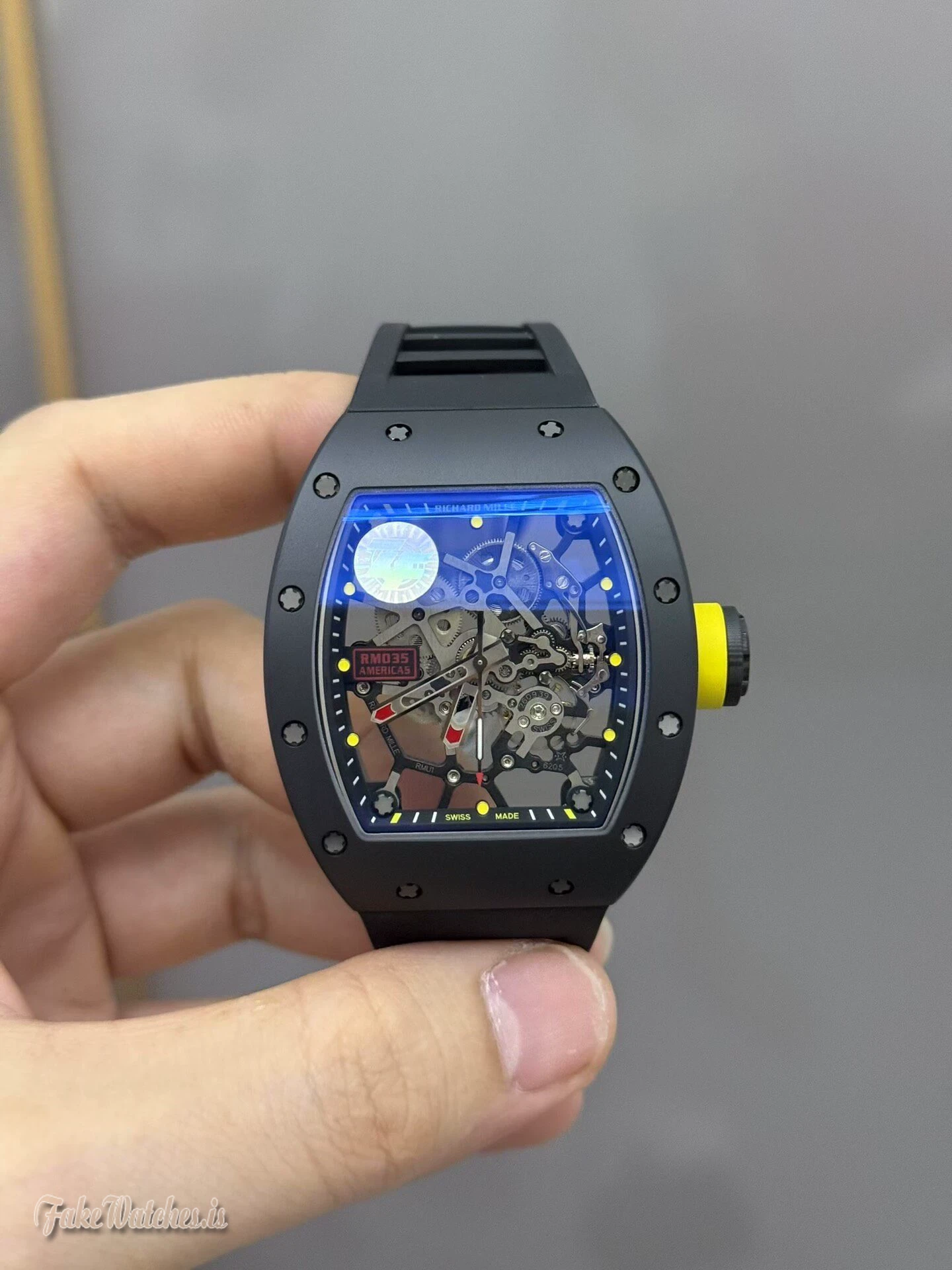 Richard Mille RM035 Americas Swiss Replica Watch Black TZP-N Ceramic Skeleton Dial with RMUL1 Manual Movement - Image 8