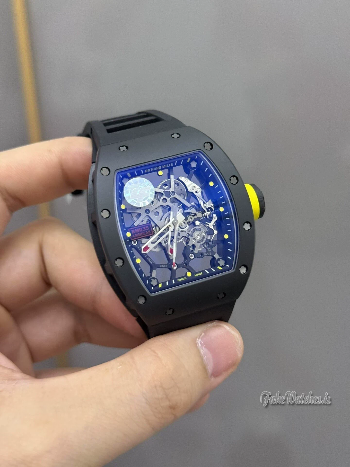 Richard Mille RM035 Americas Swiss Replica Watch Black TZP-N Ceramic Skeleton Dial with RMUL1 Manual Movement - Image 9