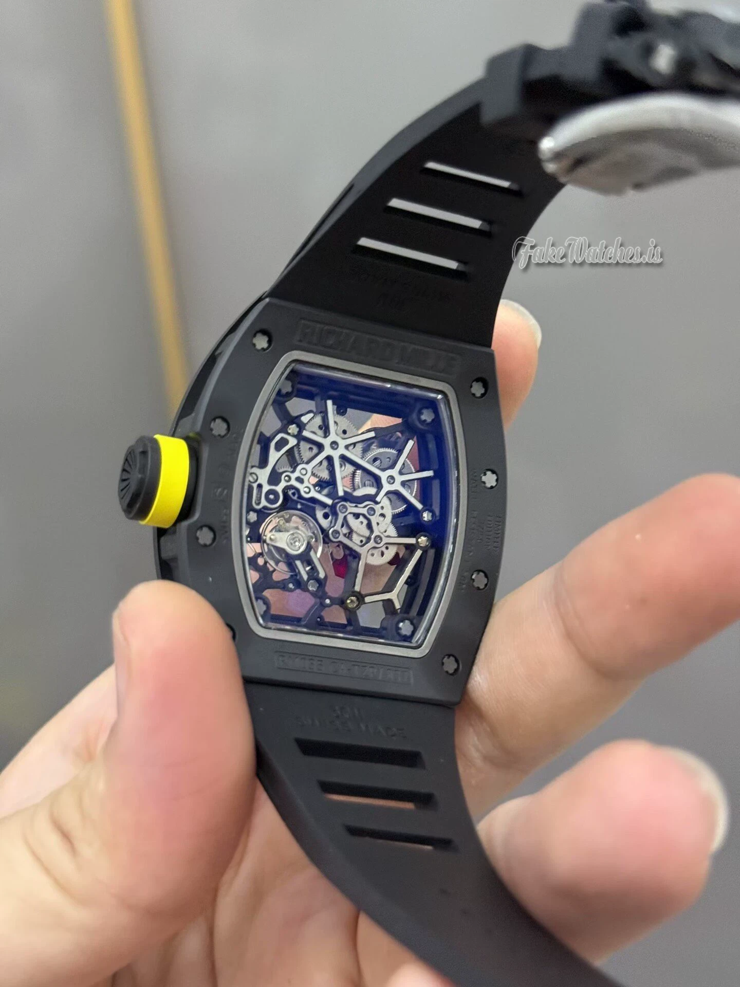 Richard Mille RM035 Americas Swiss Replica Watch Black TZP-N Ceramic Skeleton Dial with RMUL1 Manual Movement - Image 12