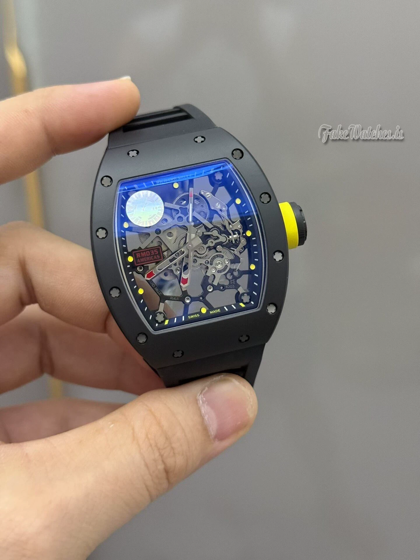 Richard Mille RM035 Americas Swiss Replica Watch Black TZP-N Ceramic Skeleton Dial with RMUL1 Manual Movement - Image 15