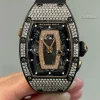 Richard Mille RM037 Swiss Replica Ladies Skeleton Full Diamond Black Ceramic Rose Gold Watch