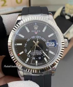 Rolex Sky Dweller 336239 Black Dial Oysterflex 42mm White Gold Weighted Swiss Replica Watch