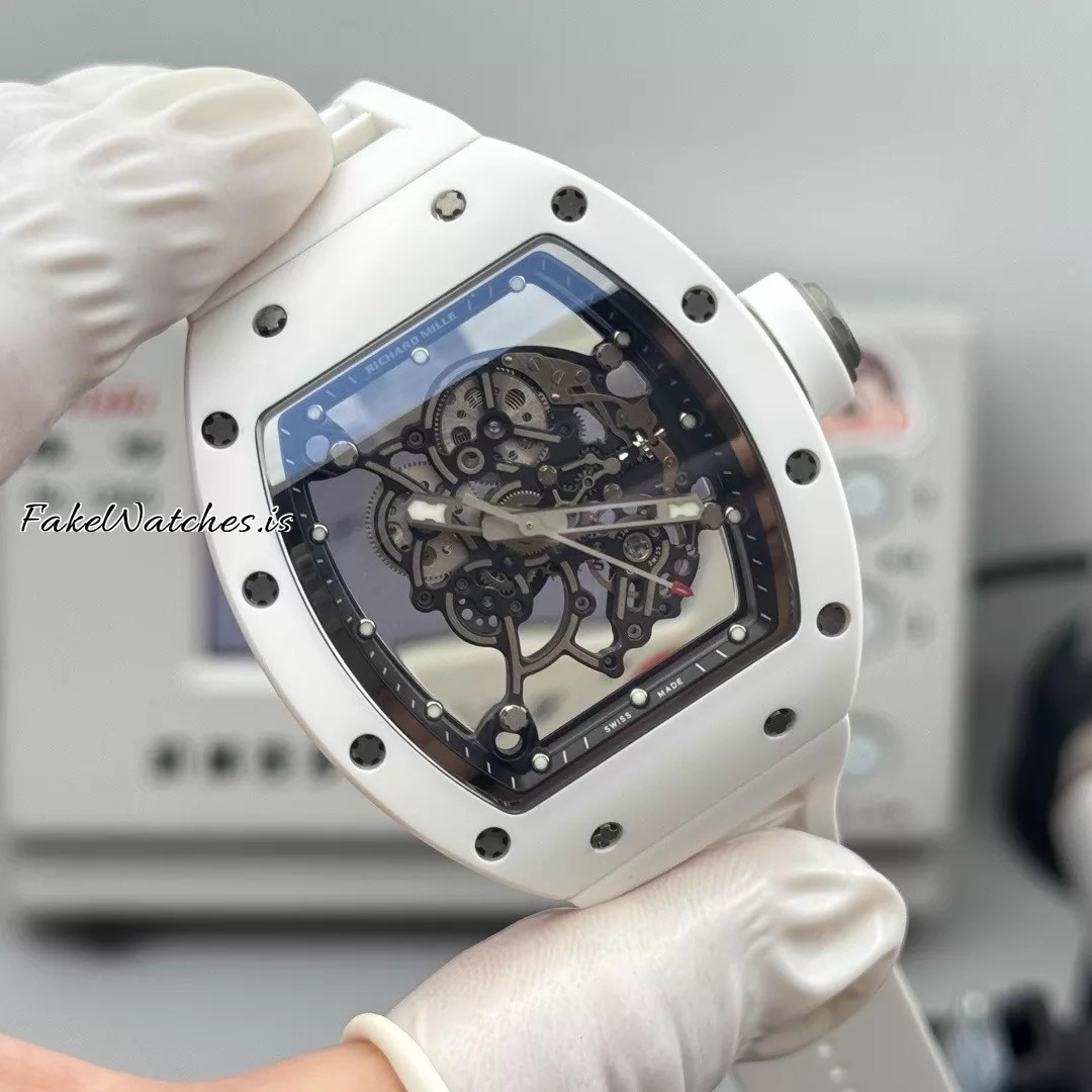 ZF RM055 Bubba Watson White Ceramic Super Clone Watch with RMUL2 Skeleton Manual Movement - Image 4