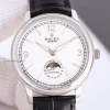 Rolex Cellini Moonphase 50535 Automatic Replica Watch White Dial Sapphire Crystal Black Leather Strap