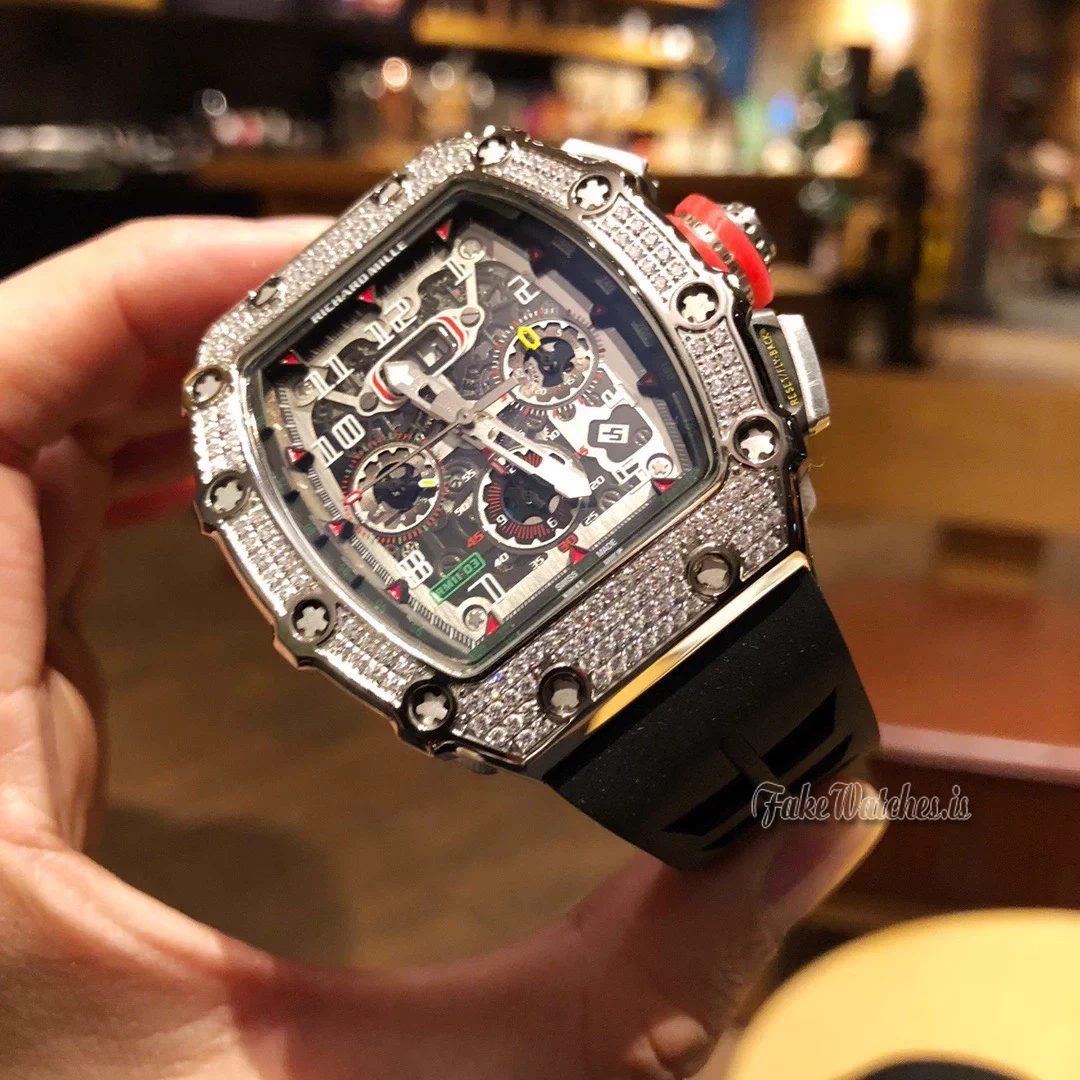Richard Mille RM11-03 McLaren Full Diamond Automatic Flyback Chronograph Replica Watch - Image 4