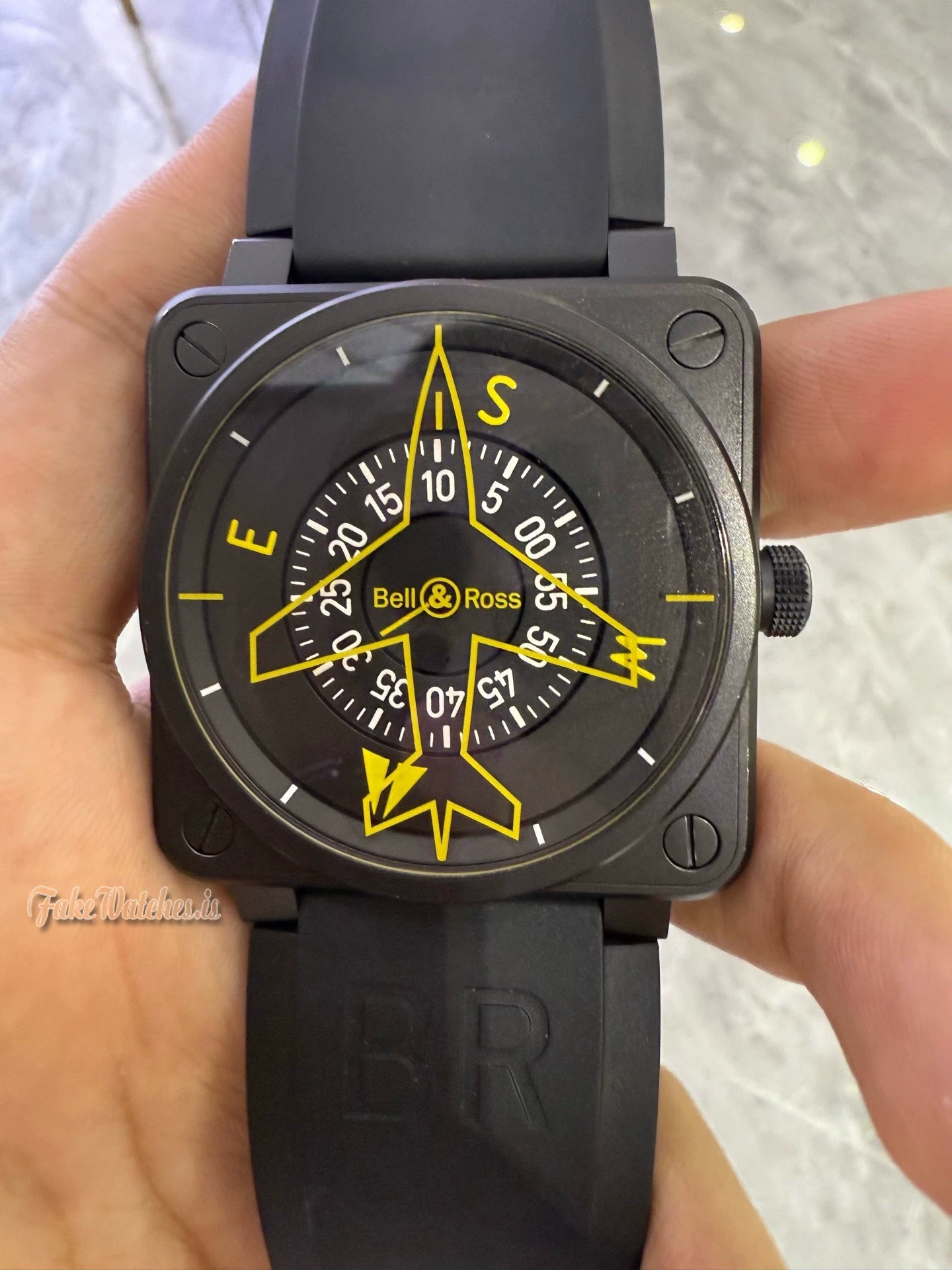 Bell and Ross Instruments BR 01-92 Heading Indicator Limited Edition 46mm Black PVD Automatic Mens Replica Watch